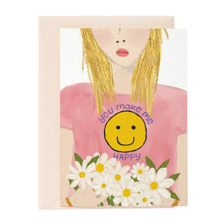 Tarjeta de felicitación "Me haces feliz, chica"
