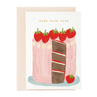 Tarjeta de felicitación con forma de pastel, pastel y pastel