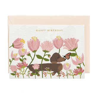 Tarjeta de felicitación de feliz cumpleaños Dackel