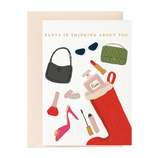 Santa Is Thinking About You Fashion Greeting Card