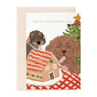 Santa Is Watching You Dogs Greeting Card