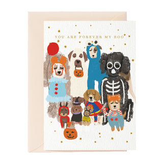 Tarjeta de felicitación de Halloween con perro