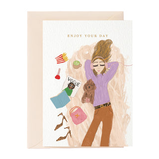 Tarjeta de felicitación "Disfruta tu día, chica"