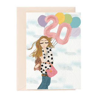 Hello 20! Girl  Greeting Card