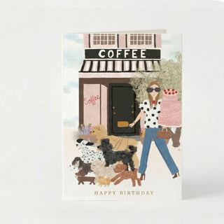 Happy Birthday Coffee Shop Dog Walker 