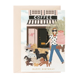 Happy Birthday Coffee Shop Dog Walker 